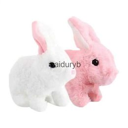 Poupées en peluche Simulation mignonne animal de compagnie électrique à poils longs peut marcher et parler lapin en peluche de Pâques jouet interactif éducatif pour enfants cadeauxvaiduryb