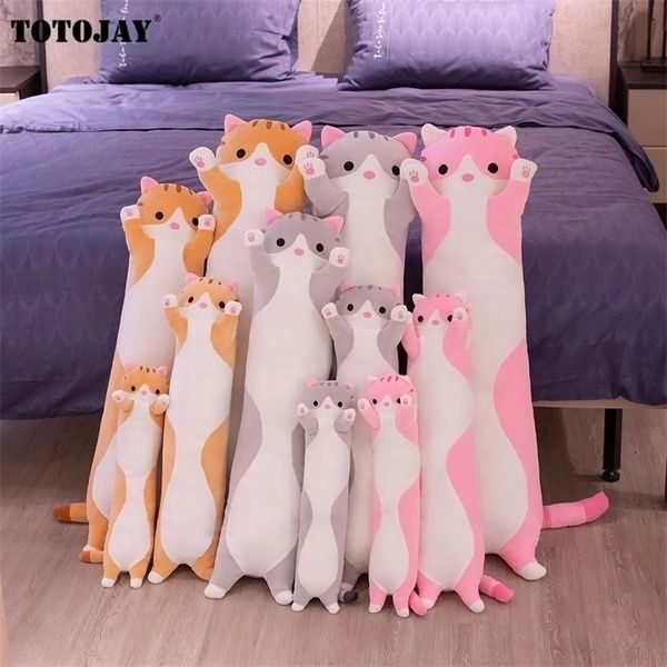 Muñecos de peluche Lindo Suave Gato largo Novio Almohada Juguetes Relleno Pausa Oficina Nap Sleep Cojín Muñeca de regalo para niños Niñas 45110CM 220830