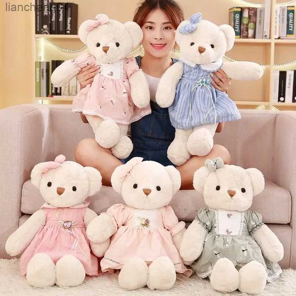 Poupées en peluche ours en peluche mignon en jupe, jolie princesse en peluche, jouet pour enfants, décoration de chambre Kawaii, cadeaux de noël pour petite amie