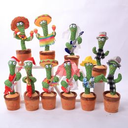 Pluche Poppen Dansende Cactus Herhaal Praten Speelgoed Elektronisch Speelgoed Kan Zingen Record Lichter Batterij USB Bluetooth Vroeg Onderwijs Grappige Gift 230530