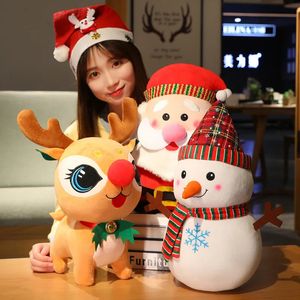 Poupées en peluche Cerf Père Noël Jouet Animal En Peluche Doux Mignon Elk Bonhomme De Neige Oreiller Poupée Jouets pour Enfants Filles Enfants Cadeau De Noël 231115