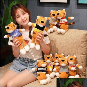 Plush -poppen druppelen of BK kopen schattige gekleed tijgerpop speelgoedjaar mascotten mascotten leveringsspeelgoed geschenken knuffelsed dieren dhpvp