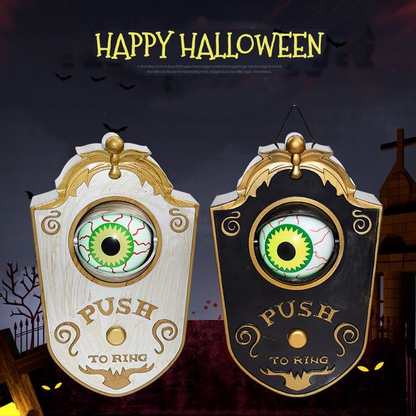Poupées en peluche sonnette électrique Halloween porte pendentif créatif une cloche aux yeux avec son d'horreur maison hantée maison fête décoration accessoire 230615