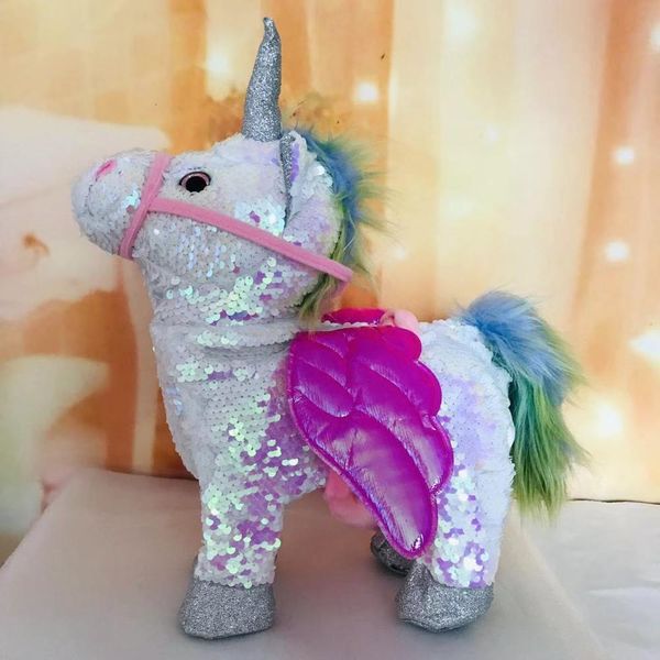 Poupées en peluche est mignon paillettes licorne électrique marche licorne jouets en peluche peluche jouet électronique musique licorne jouet pour enfant cadeau 230921