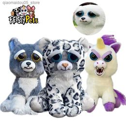 Muñecas de peluche Pets Feisty Fun Cambios faciales de juguete blando relleno de animales enojados para niños Snow Leopards Dog Molls Bear Pandas Q240227