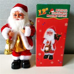 Pluche poppen grappig kerstcadeau elektrische muziek kerstman poppen poppen speelgoedboom ornamenten feestkinderen cadeaus 221109