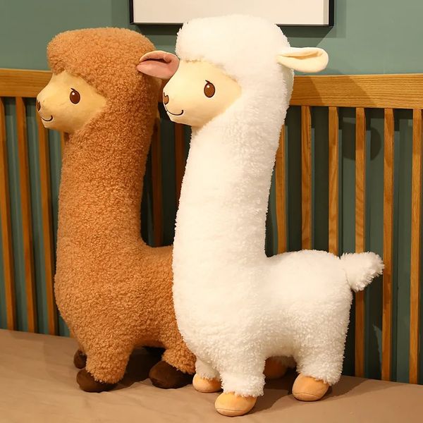Poupées en peluche Furry Llama alpaga jouet en peluche doux Long réaliste mouton câlin jeter oreiller animaux sieste dormir 231025