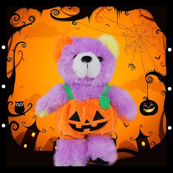Poux en peluche Halloween Colorful Pumpkin Teddy Bear Cartoon Soft Farged Doll Decoration Decoration Aniony Gift 230807