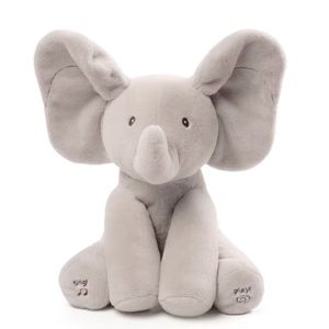 Poupées en peluche cache-cache éléphant bébé animal en peluche oreilles déplacer musique électrique jouet jouer à des jeux parler poupées chantantes pour les tout-petits cadeau 230225