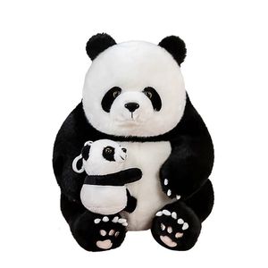 Muñecas de peluche de alta calidad divertido lindo motherchild panda juguetes suave dibujos animados kawaii animal relleno para niños niñas regalo 231009