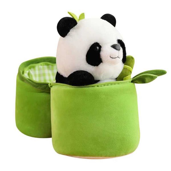 Poux en peluche Bamboo panda jouets kawaii toys en peluche cachés dans des sacs en bambou