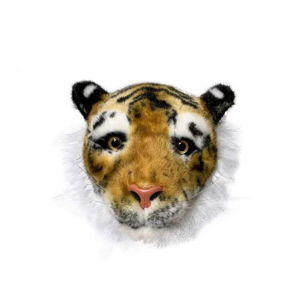 Muñecos de peluche Animales de la selva Cabeza de animal de tigre realista para decoración de pared Relleno realista para colgar Diseño Habitación de guardería Walltoy 230707