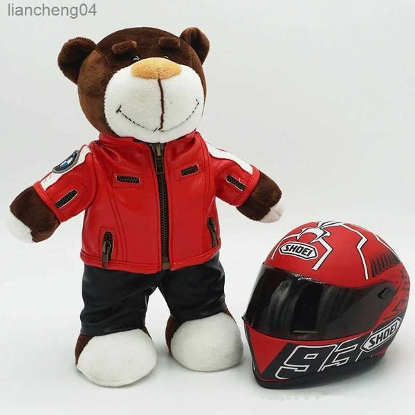 Plush Molls Kawaii 16 cm de casco y decoración de motocicletas de oso de peluche de 30 cm Lindos juguetes suaves de peluche como regalos para amigos