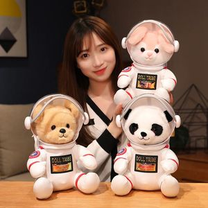 Poupées en peluche Kawaii aérospatial ours en peluche Panda lapin jouets mignon Animal astronaute sac de messager cadeau pour fille anniversaire 231211