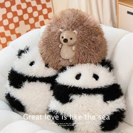 Pluche poppen Kawaii lange pluizige ronde dikke Panda egel knuffels speelgoed cartoon knuffels zachte pop voor kinderkamer decor 231009