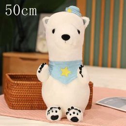 Plush -poppen Kawaii Navy Hat Polar Bear Plush Toys For Children Soft Stuffed Animal Doll Baby Toys Lovely Girl Toys Christmas Gift Home Decor H240521 EUG4