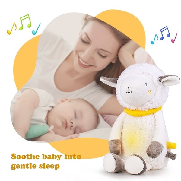 Poupées en peluche Enfants Peluches Sommeil En Peluche Led Nuit Lampe En Peluche Jouets Avec Musique Étoiles Projecteur Lumière Bébé Jouets Cadeaux D'anniversaire Pour Filles Garçon 230707