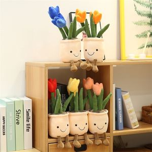 Pluche poppen levensechte tulp planten gevulde decor speelgoed zachte boekenplank creatieve potbloemen kussen simulatie plant 220924