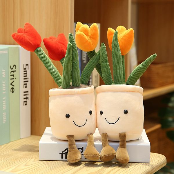 Poupées en peluche réaliste tulipe plantes succulentes en peluche jouets en peluche doux décor à la maison poupée créative en pot fleurs oreiller pour enfants cadeau d'anniversaire 230721