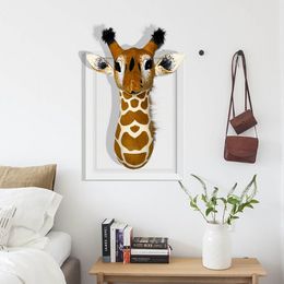 Pluche Poppen Mooie GIRAFFE Dierenkop Voor Wanddecoratie Levensechte Gevulde Voor Opknoping Ontwerp Kinderkamer 230707