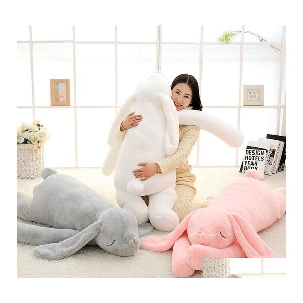 Muñecos de peluche Lovely Nt Animal 90Cm 120Cm Dibujos animados suaves Big Ear Bunny Toy Conejo de peluche Almohada Regalo de niña 220409 Drop Delivery Toys Gif Dhlkk