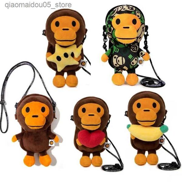 Poupées en peluche Singe en peluche sac à bandoulière porte-clés série bricolage jouet pendentif décoration de table maison poupée cadeau d'anniversaire pour enfants Q240227