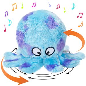 Pluche poppen Muzikaal knuffels Schattig Blauw Octopus Verjaardag Festival Cadeaupop Katoenen knuffels voor meisjes Elektrisch rotatiespeelgoed Oceaan 230921