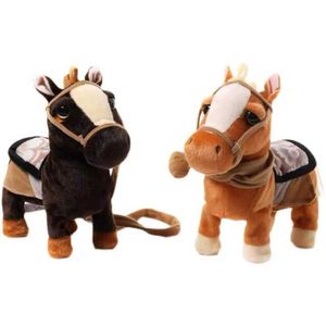 Pluche poppen nieuwe elektrische pluche pony speelgoedgordel controle elektronisch paarden pluche interactief dieren wandelen dans kinderen muziek speelgoed J240410