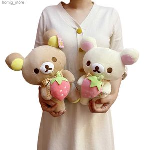 Poux en peluche Nouveau Strawberry Rilakkuma Toy en peluche mignon en peluche douce garniture Doll Cartoon Blanc Brown Couple Ami Birthday Gift Y240415