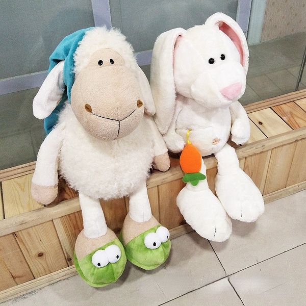 Poupées en peluche bonnet de nuit mouton grenouille somnolent laine peluche poupée cadeau de vacances 230523