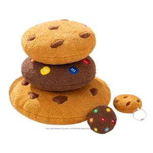 Muñecas de peluche Almohadas Cojines Galletas creativas Forma redonda Galletas de chocolate Juguetes de peluche Comida realista Snack Cojín para asiento Accesorios de peluche Regalos 231016