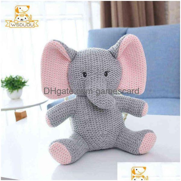 Muñecas de peluche Muñecas de peluche Juguetes de punto Conejito Oso Dinosaurio Elefante Conejo Tela escocesa Punto Relleno Decoración Almohada Animal Pografía Recién nacido Niño G Dhzp7