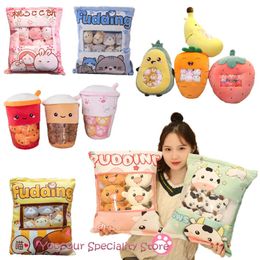 Poupées en peluche Pudding Sac Nourriture Jouet Mini Animaux Boules Jaune Poussin Chat Dinosaure Lapin Rose 8 Pcs Snack Zipper Sac Décor Oreiller Coussin Filles 231016