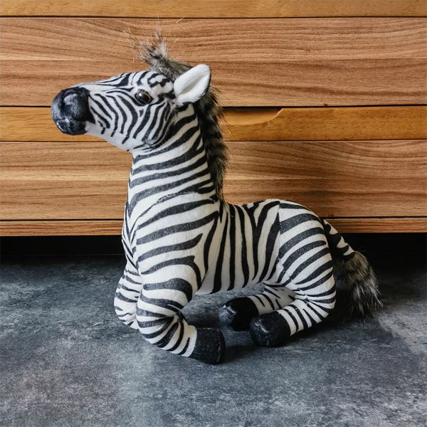 Poupées en peluche réaliste zèbre peluche zèbre cheval jouets en peluche animaux réalistes simulation poupée en peluche Kawai jouet pour enfants 230921