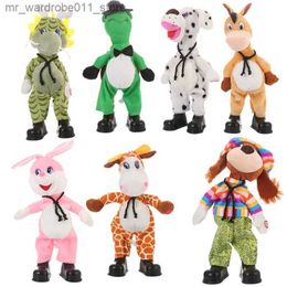 Muñecas de peluche Robot Dog Toys Electronic Plush Dinosaur Sing Songs Dancing Music Animal Pet Shake Head Vaca para niños Regalos de cumpleaños Q231215