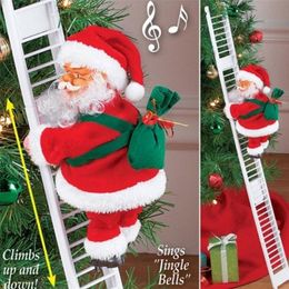 Pluche poppen Santa Claus Climbing Ladder Single Electric Glowing Kid Toy Children Christmas Gifts 221109