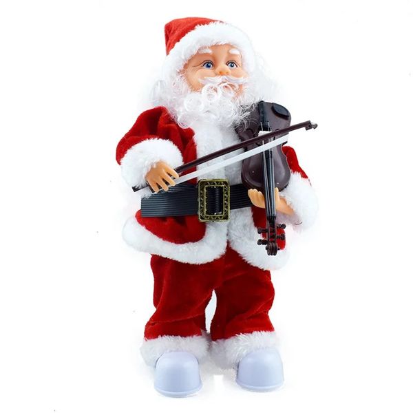 Poupées en peluche Le Père Noël joue du violon Jouets de danse électriques Poupée du Père Noël Enfants Musique Jouets en peluche Cadeau de Noël pour les enfants 231121