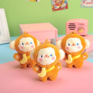 Bambole di peluche Short Banana Monkey KeyChain Cute Creative Zaino Ciondolo Cartoon Gift Soft Doll Car Chain Child Girl Kawaii Comfort Toy 230628