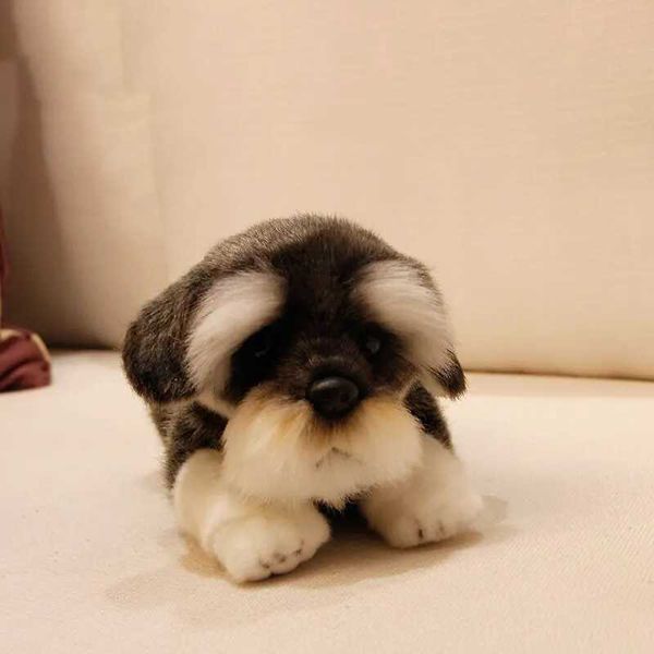 Plush muñecas simuladas Schnauzer Plush Toy Dog Animal Realistic Dog Toy Soft and Lindo 10 Dog Toy Faglugh Plush Toy Creative Gift J240410