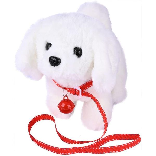 Muñecos de peluche Perro de simulación Mascota interactiva electrónica Cachorro y cuerda de tracción Caminar Ladrando Cola Meneando Compañero Juguetes para niños 230711