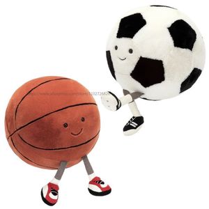 Pluche Poppen Glimlach Basketbal Speelgoed Leuke Bal Plushie Kussen Auto Thuis Voetbal Pop Smiley Vent Gooi Creatieve Indoor Decor 230710