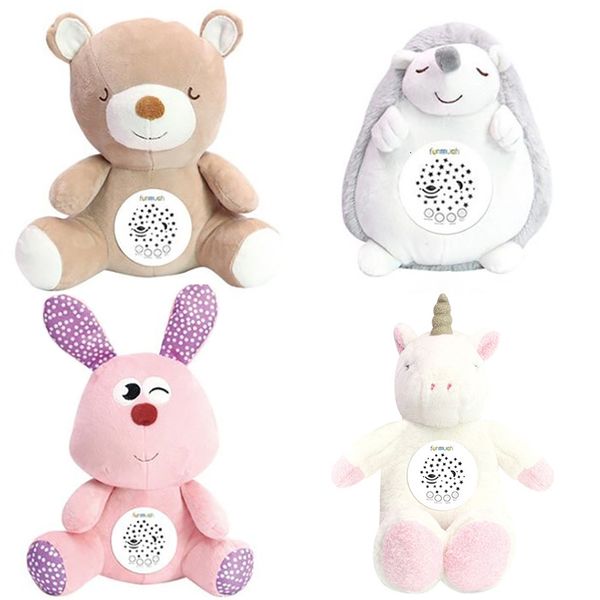 Poupées en peluche Animal en peluche Jouets en peluche Poupée Projecteur musical à LED Lampe de nuit Bébé Heure du coucher Apaisant Confort Poupée Cadeaux éducatifs pour les enfants 230626