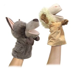 Pluche poppen knuffelige dieren speelgoed handvinger verhaal poppenspel kawaii educatieve baby leeuw olifant bunny aap kinderen cadeau 230418