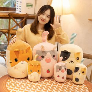 Muñecos de peluche de animales de dibujos animados suaves, juguete de taza de té Boba, almohada de té de burbujas, cojín, regalo para niños, 25cm