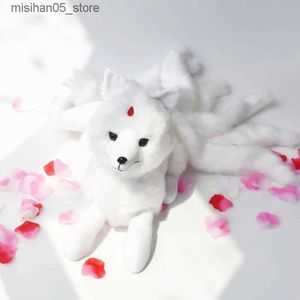 Poupées en peluche Super mignon blanc rouge renard à neuf queues jouets en peluche animaux en peluche renards à neuf queues Kyuubi Kitsune poupées cadeaux créatifs pour les filles Q240322