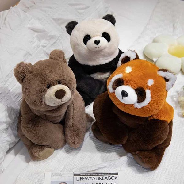 Plush muñecas súper suaves Animales de peluche Toy de peluche Brown Bear Panda Panda Abraza Doll Fluffy relleno de almohada de Navidad J240410