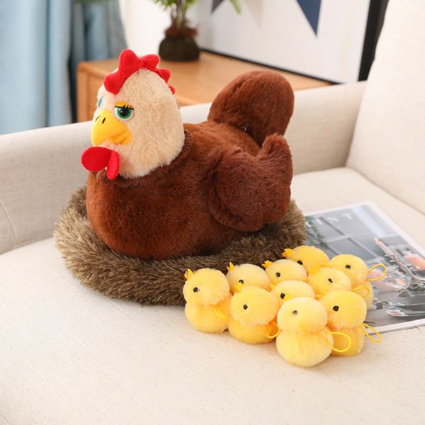 Poupées en peluche Cygne / Poussin Famille Peluche Cygne / Poulet Mère Cygne / Poulet Bébé Animaux réalistes Poupée en peluche avec nid Enfants Cadeau réconfortant 230919