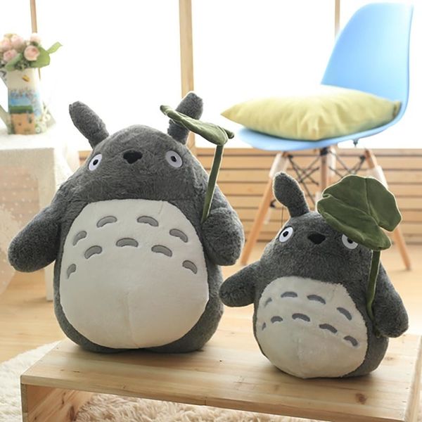 Muñecos de peluche Totoro Fluffy Cute Plush Cat Japanese Anime Figure Doll Plush Totoro Toy con Lotus Leaf Niños Juguetes Cumpleaños Regalo de Navidad 230620