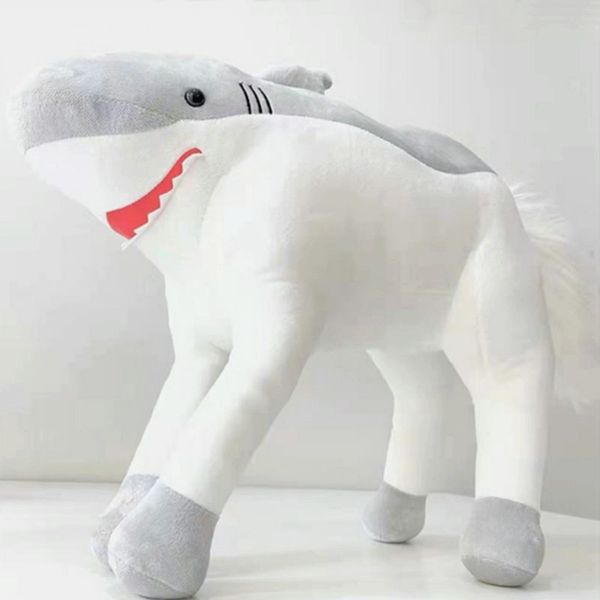 Muñecas de peluche Truco Blanco HorSharks Juguete Relleno Cabeza de tiburón Cuerpo de caballo Creativo Mar Aniamls Throw Pillow Boy Like Home Decor Cojín 221024