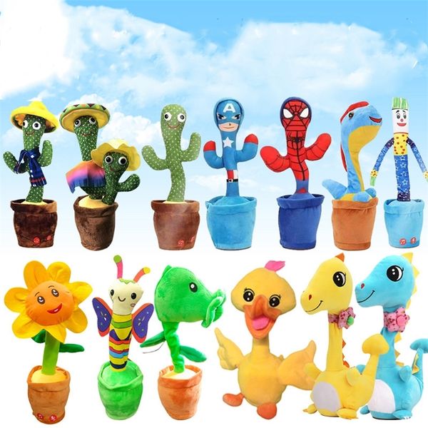 Poupées en peluche mise à niveau électronique danse Cactus chantant danse décoration cadeau pour enfants drôle éducation précoce jouets tricoté tissu jouets en peluche 220902